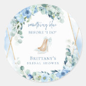 青いものを贈る ブライダルシャワーの花 ラウンドシール (正面)