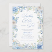 青いものを贈る、私と一緒にお祝いを 花嫁の前祝い 招待状 (正面)