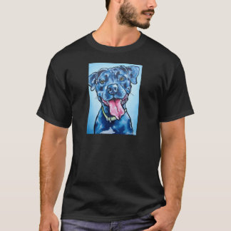青いゆっくり進られたピット・ブル Tシャツ