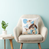 青いよくはしゃぐ子犬枕 クッション (椅子)