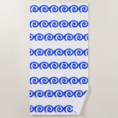 青いらせん状のパターン(白) ビーチタオル (正面)