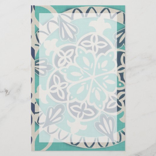 青いろうけつ染めのタイルI 便箋 (正面)