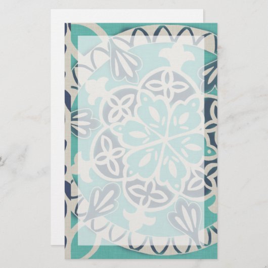 青いろうけつ染めのタイルI 便箋 (正面/裏面)