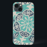 青いろうけつ染めのタイルI iPhone 13ケース<br><div class="desc">花柄</div>