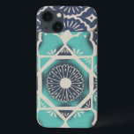 青いろうけつ染めのタイルII iPhone 13ケース<br><div class="desc">花柄</div>