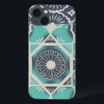 青いろうけつ染めのタイルII iPhone 13ケース<br><div class="desc">花柄</div>