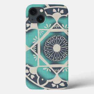 青いろうけつ染めのタイルII iPhone 13ケース