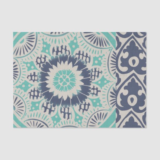 青いろうけつ染めのタイルIII 薄葉紙 (正面)