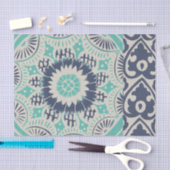 青いろうけつ染めのタイルIII 薄葉紙 (クラフト)