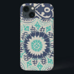 青いろうけつ染めのタイルIII iPhone 13ケース<br><div class="desc">花柄</div>