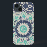 青いろうけつ染めのタイルIII iPhone 13ケース<br><div class="desc">花柄</div>