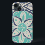 青いろうけつ染めのタイルIV iPhone 13ケース<br><div class="desc">花柄</div>