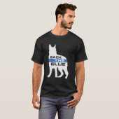青いを支援 K9 ドイツ牧羊犬 警察 Tシャツ (正面フル)