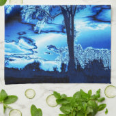 青いアイスキッチンタオルの木 キッチンタオル (折り畳み)