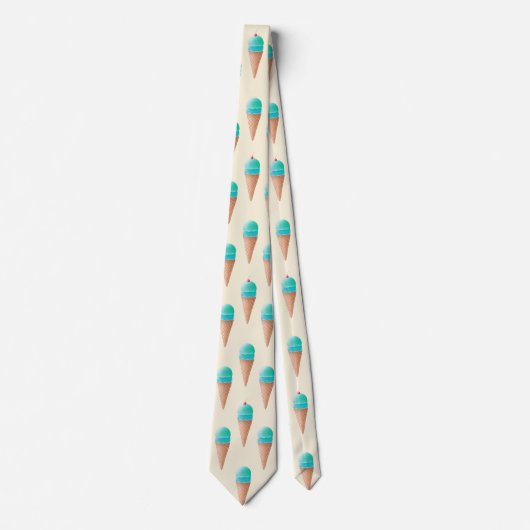 青いアイスクリームのコーンパターン、淡い黄色 ネクタイ (正面)