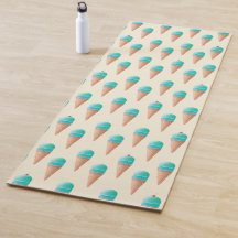 青いアイスクリームのコーンパターン、淡い黄色