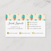 青いアイスクリームのコーンパターン、淡い黄色 名刺 (裏面)