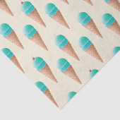 青いアイスクリームのコーンパターン、淡い黄色 薄葉紙 (詳細)