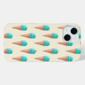 青いアイスクリームのコーンパターン、淡い黄色 Case-Mate iPhoneケース (裏面 (横))