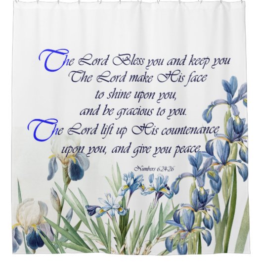 青いアイリスによっては天恵の花のシャワー・カーテンが開花します シャワーカーテン (正面)