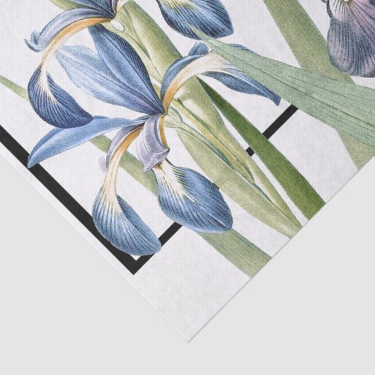 青いアイリスによってはRedouteの花柄のティッシュペーパーが開花します 薄葉紙 (詳細)