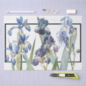 青いアイリスによってはRedouteの花柄のティッシュペーパーが開花します 薄葉紙 (クラフト)