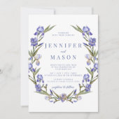 青いアイリスのはなわ 飾り ブォホウェディングの招待状 招待状 (正面)