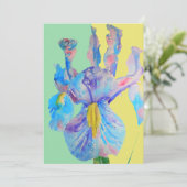青いアイリスアート 水彩画の誕生日招待状 招待状 (スタンド正面)