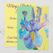 青いアイリスアート 水彩画の誕生日招待状 招待状 (正面/裏面)