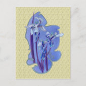 青いアイリス花の芸術のデザインの郵便はがき ポストカード (正面)
