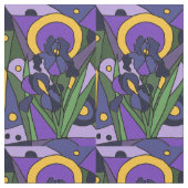 青いアイリス花柄の抽象芸術の生地 ファブリック (クローズアップ)