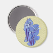 青いアイリス花柄の磁石 マグネット (正面/裏面)