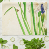 青いアイリス-日本のな水彩画のプリント キッチンタオル (折り畳み)