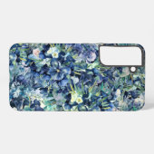 青いアイリス 水彩 背景 パターン SAMSUNG GALAXYケース (裏面横)
