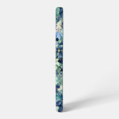 青いアイリス 水彩 背景 パターン SAMSUNG GALAXYケース (左側面)