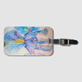 青いアイリス 花の水彩 ラゲッジタグ (正面横)