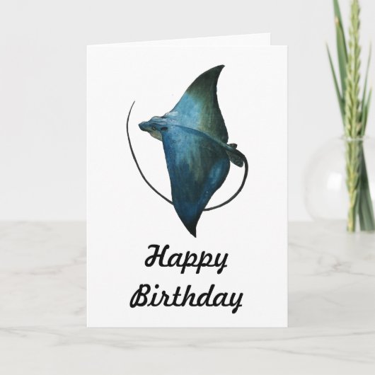 青いアカエイのイラストレーション カード (正面)