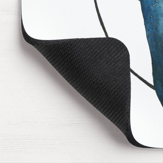 青いアカエイのイラストレーション マウスパッド (コーナー)