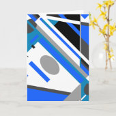 青いアクアグレイ黒（白い斜めシェイプの線） カード (黄色い花)
