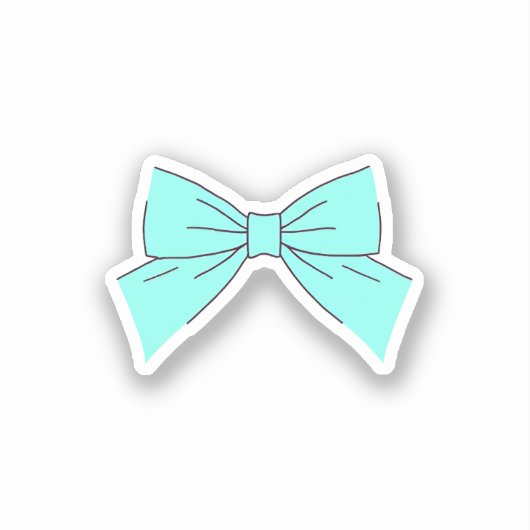 青いアクアブルーのリボン シール (正面)