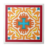 青いアクセントの激しいオレンジスペインのなタイル タイル (正面)