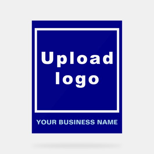 青いアクリルの看板に事業名とロゴ アクリルサイン (正面)