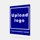 青いアクリルの看板に事業名とロゴ アクリルサイン (傾斜)