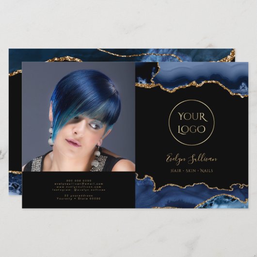 青いアゲイトの二つ折りパンフレット (正面/裏面)