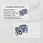 青いアコーディオンの写実的なイメージのデザイン、音楽 名刺 (正面/裏面)