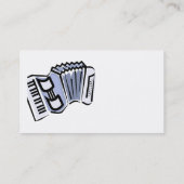 青いアコーディオンの写実的なイメージのデザイン、音楽 名刺 (裏面)