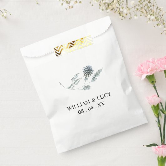 青いアザミの植物性フローラ結婚の フェイバーバッグ (封をした状態)