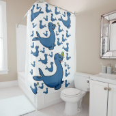 青いアザラシ白い子供のショーカーテン シャワーカーテン (インサイチュ)