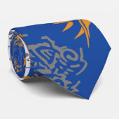 青いアジアヴィンテージ花のタイかベルト ネクタイ (ロール)