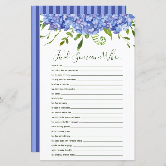 青いアジサイがシャワーを浴びる人を見つける (正面/裏面)